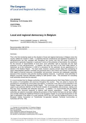 Local and Regional Democracy in Belgium
