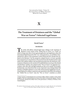 The Treatment of Detainees and the "Global War on Terror"; Selected Legal Issues