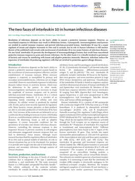 Interleukin 10 in Human Infectious Diseases