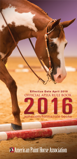 2016 Official APHA Rule Book