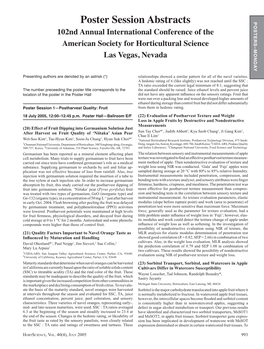 Poster Session Abstracts POSTERS–MONDAY 102Nd Annual International Conference of the American Society for Horticultural Science Las Vegas, Nevada