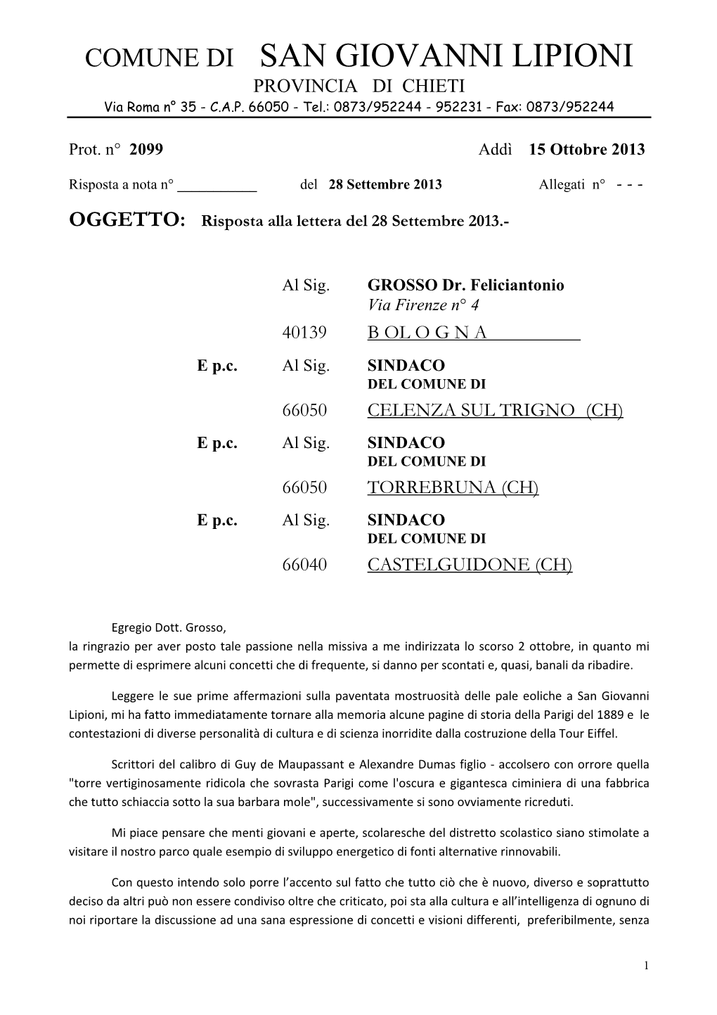 Lettera-Risposta Al Dr. Grosso