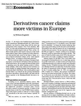 Derivatives Cancer Claims More Victims in Europe