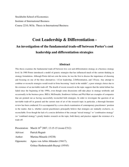 Cost Leadership & Differentiation