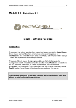 Birds - African Folklore