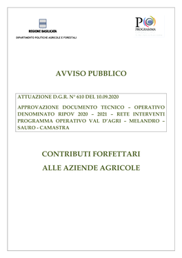 Avviso Pubblico Contributi Forfettari Alle Aziende