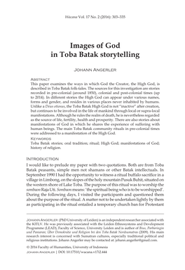 Images of God in Toba Batak Storytelling