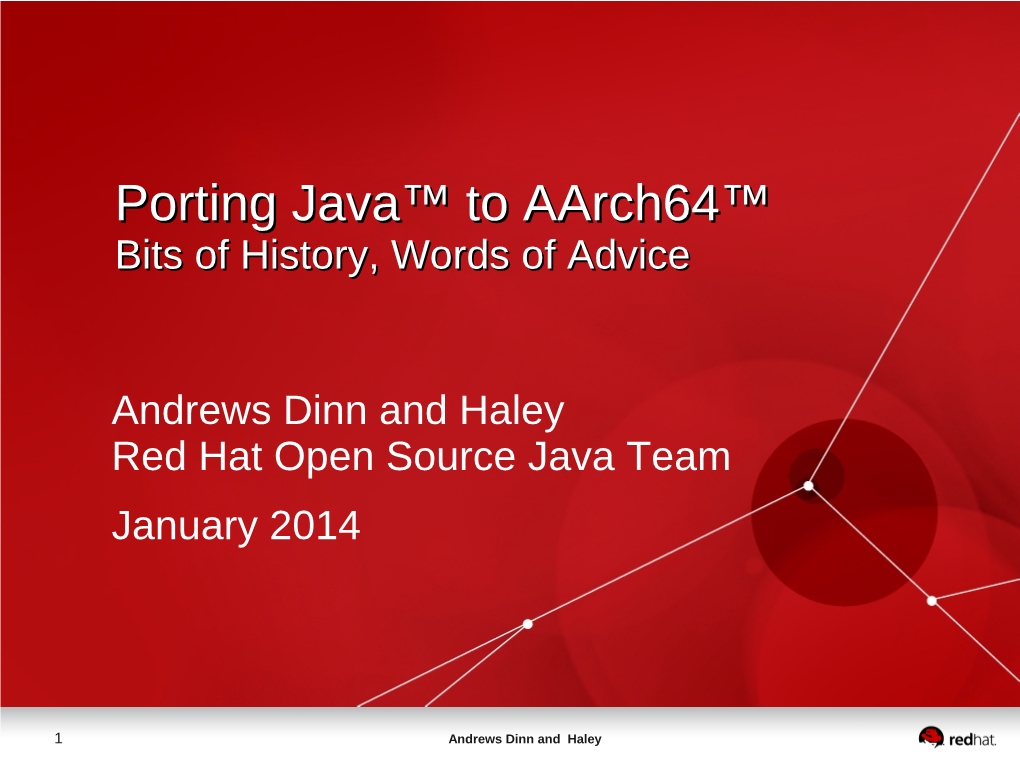 Porting Java™ to Aarch64™