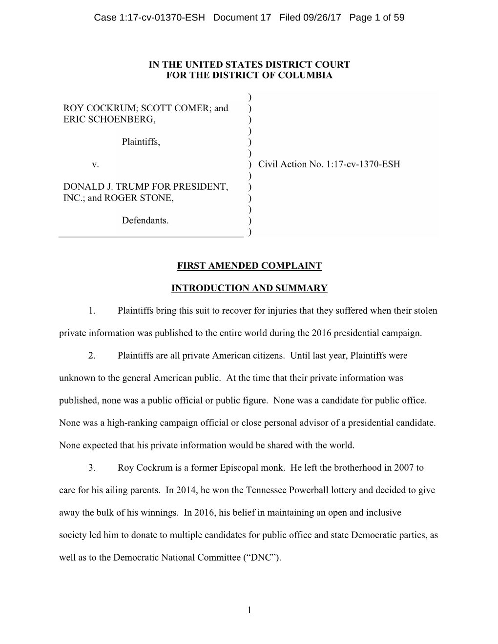 Case 1:17-Cv-01370-ESH Document 17 Filed 09/26/17 Page 1 of 59