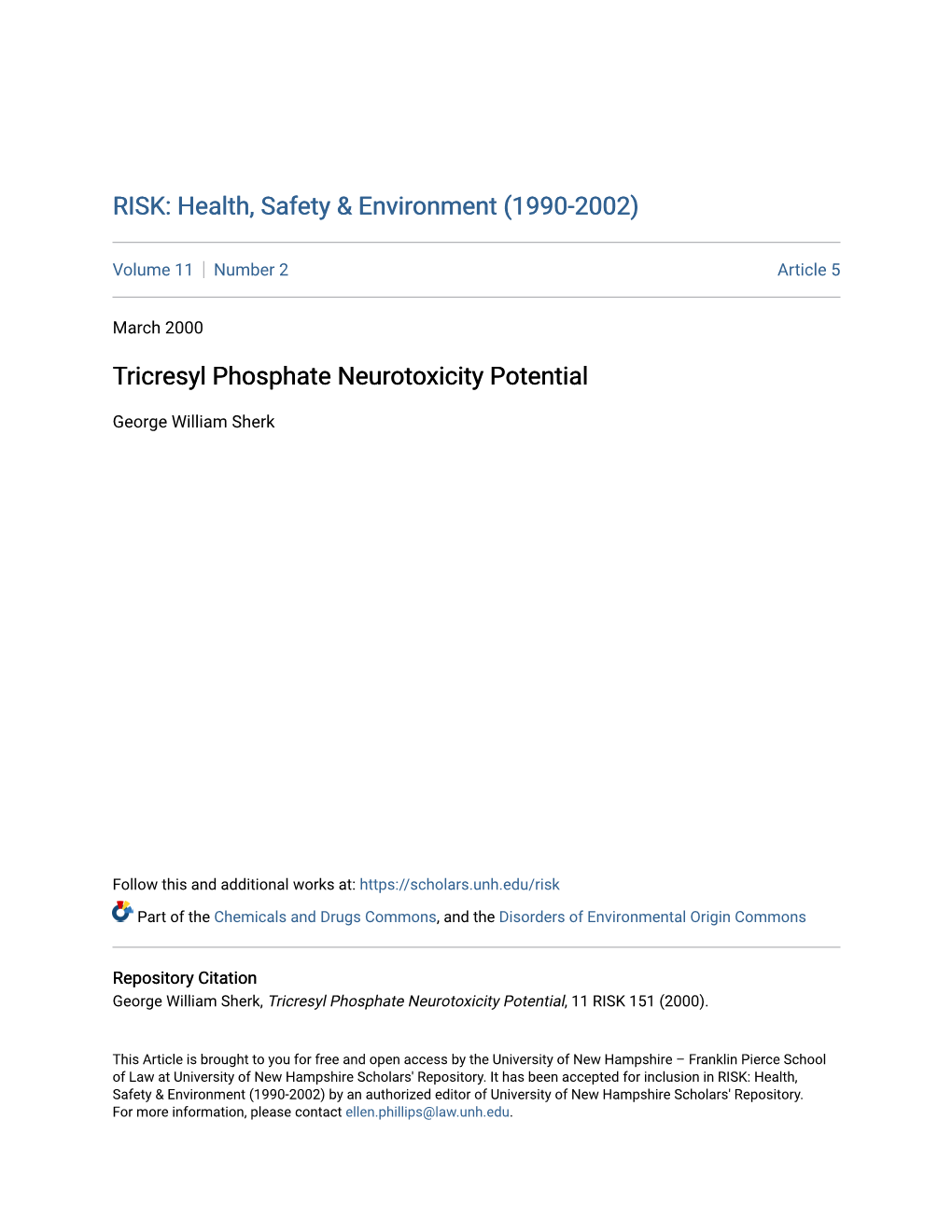 Tricresyl Phosphate Neurotoxicity Potential