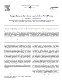 Temporal Course of Emotional Negativity Bias: an ERP Study