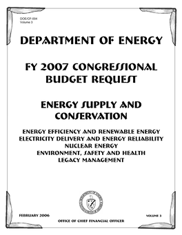 FY 2007 Congressional Budget Request