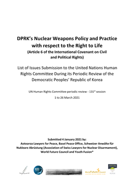 DPRK's Nuclear Weapons Policy and Practice with Respect to the Right to Life
