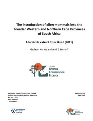 The Introduction of Alien Mammals Into the Broader Western and Northern Cape Provinces of South Africa