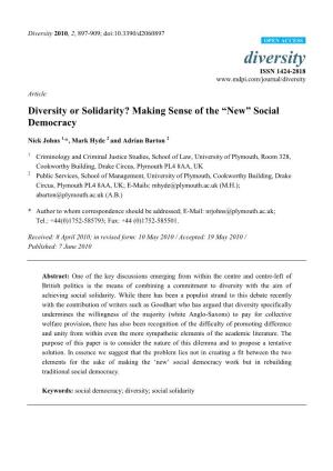 Diversity Or Solidarity? Making Sense of the “New” Social Democracy