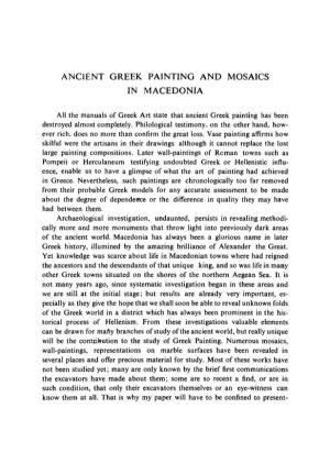 Ancient Greek Painting and Mosaics in Macedonia