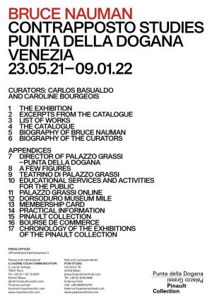 Bruce Nauman Contrapposto Studies Punta Della Dogana Venezia 23.05.21 – 09.01.22