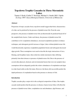 Top-Down Trophic Cascades in Three Meromictic Lakes Tanner J