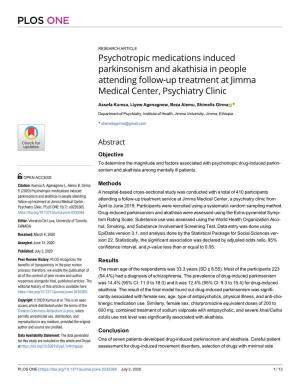 Psychotropic Medications Induced Parkinsonism and Akathisia in People Attending Follow-Up Treatment at Jimma Medical Center, Psychiatry Clinic