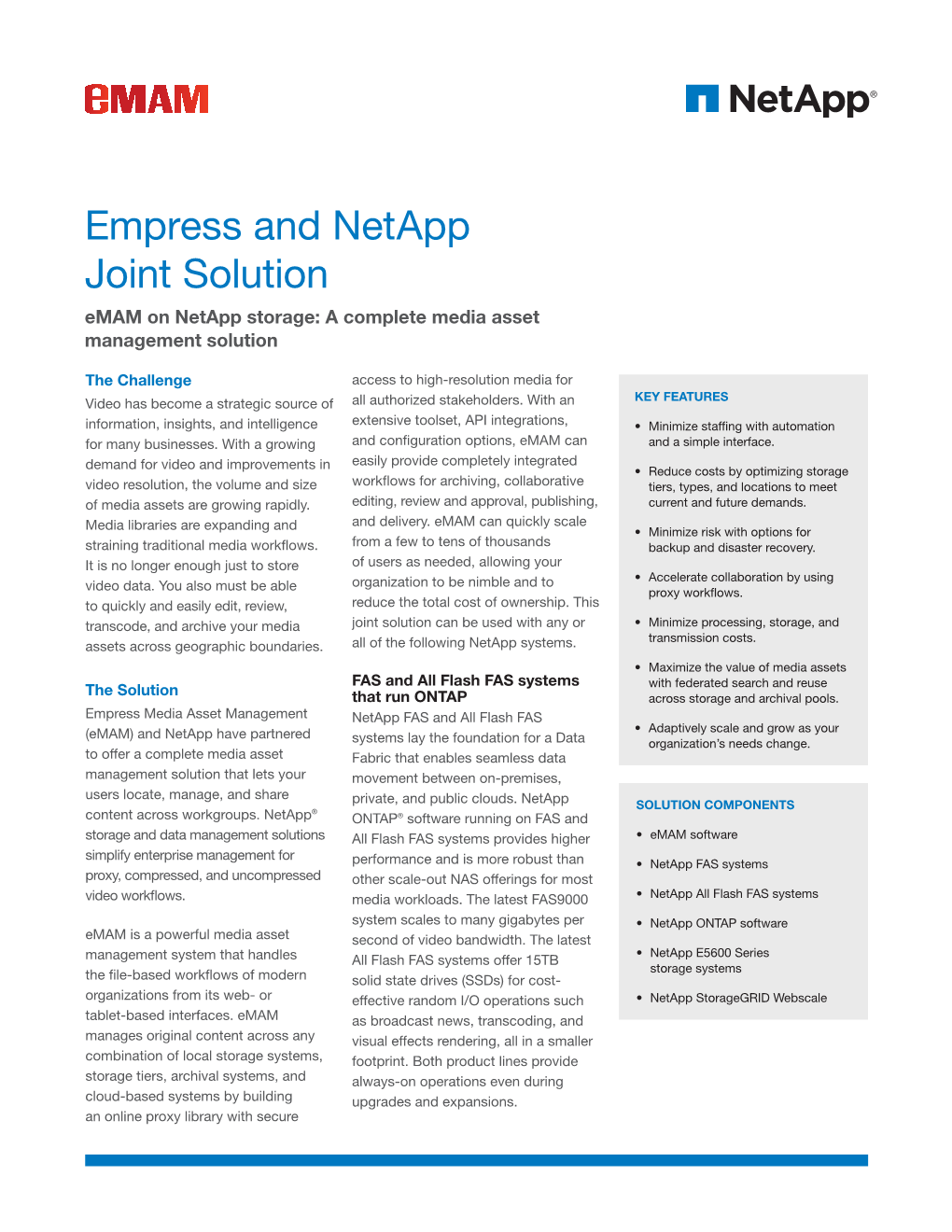 Emam on Netapp Storage: a Complete Media Asset Management Solution