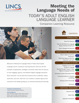 Today's Adult English Language Learner