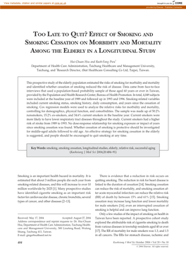 Effect of Smoking and Smoking Cessation on Morbidity and Mortality Among the Elderly in a Longitudinal Study