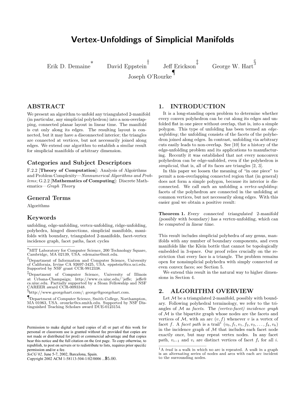 Vertex-Unfoldings of Simplicial Manifolds