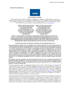 Clasificación YPF: No Confidencial SUPLEMENTO DE PRECIO