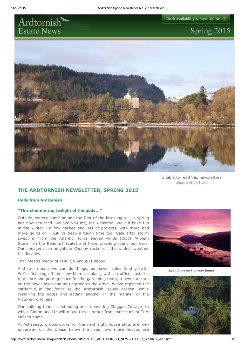 Ardtornish Spring Newsletter 2015