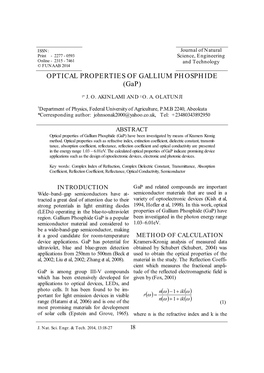 OPTICAL PROPERTIES of GALLIUM PHOSPHIDE (Gap)