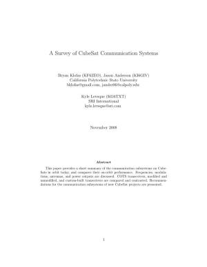 A Survey of Cubesat Communication Subsystems