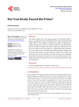 Has Tom Brady Passed His Prime?