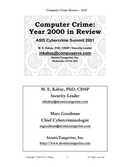 Computer Crime Review -- 2000