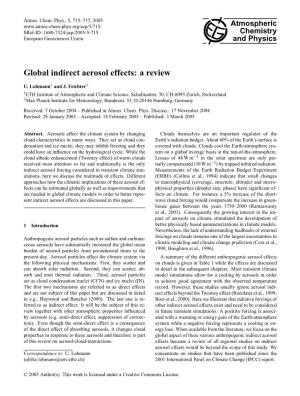 Global Indirect Aerosol Effects: a Review