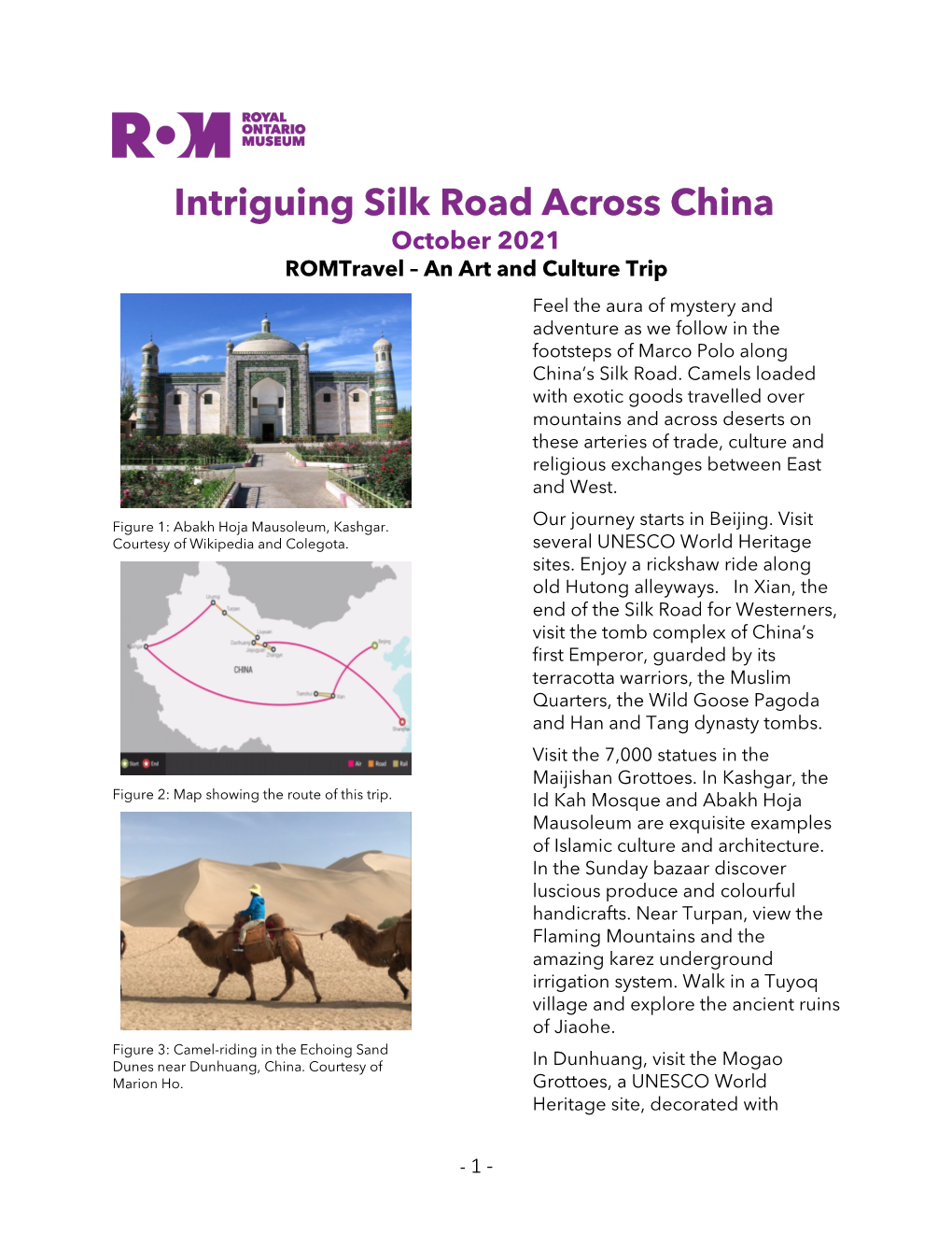 Romtravel's China 2021 Information Flyer