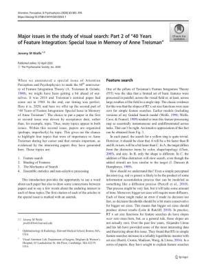 Major Issues in the Study of Visual Search: Part 2 of “40 Years of Feature Integration: Special Issue in Memory of Anne Treisman”
