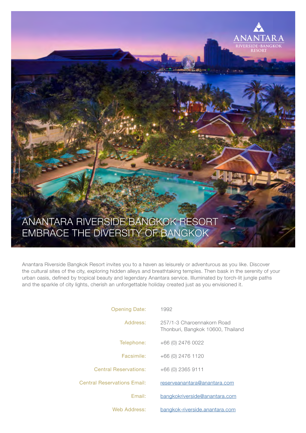 Anantara Riverside Bangkok Resort Embrace the Diversity of Bangkok