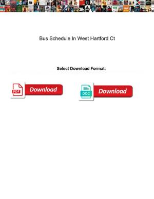 Bus Schedule in West Hartford Ct