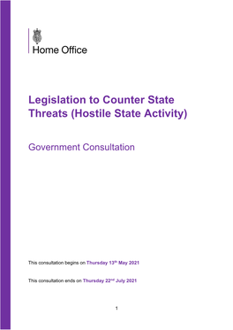 Legislation to Counter State Threats (Hostile State Activity)