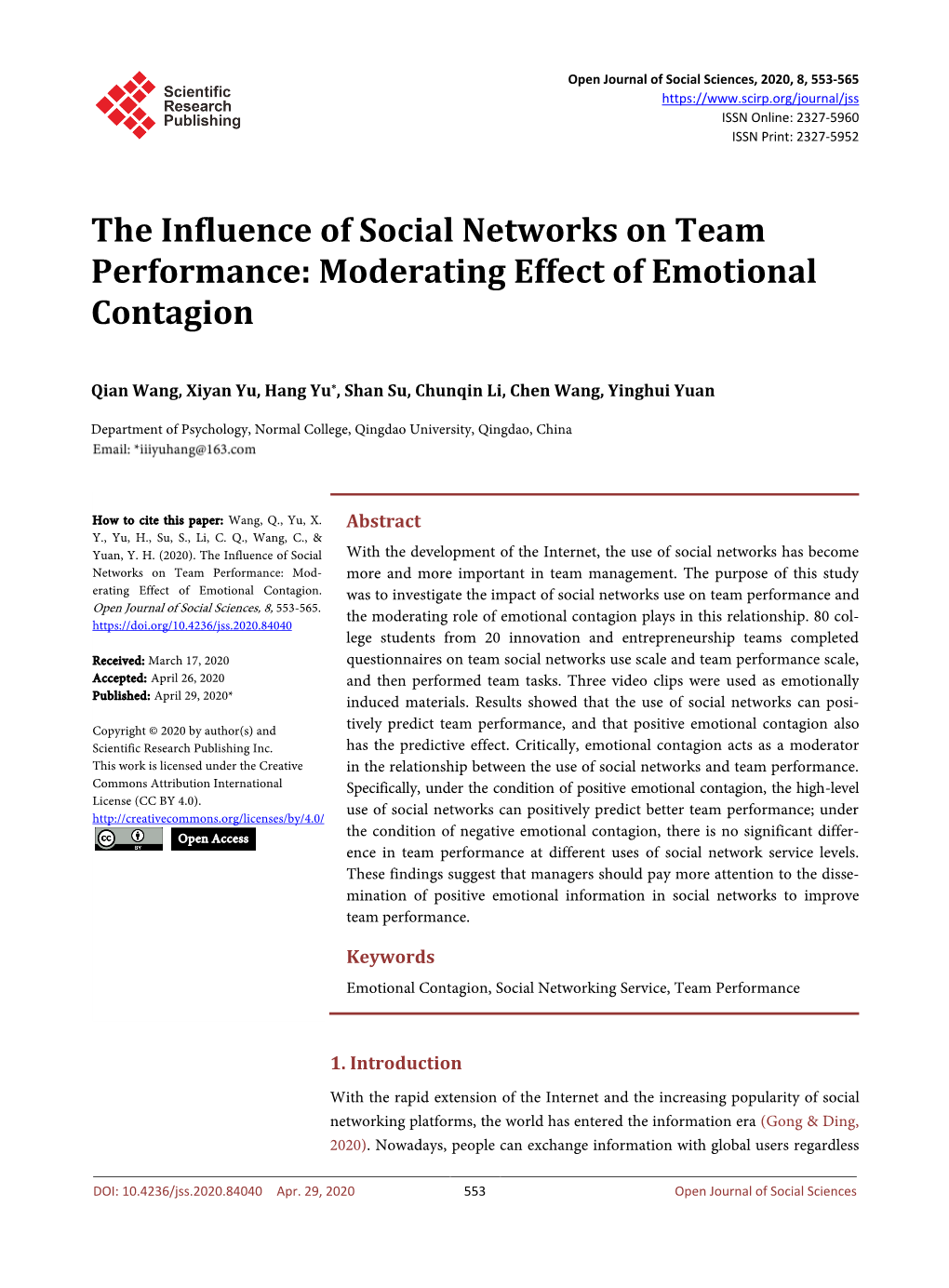 Moderating Effect of Emotional Contagion