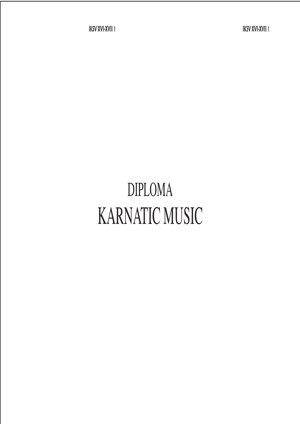 Diploma Karnatic Music