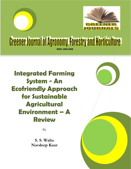 Integrated Farming System - an Ecofriendly Approach for Sustainable Agricultural Environment – a Review