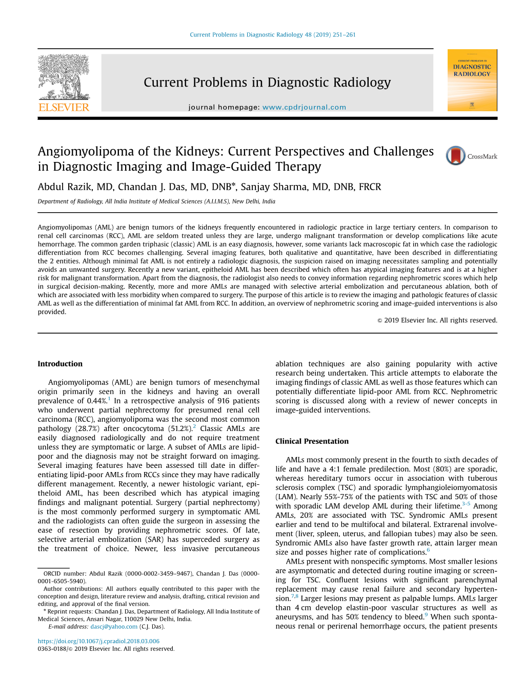 Angiomyolipoma of the Kidneys: Current Perspectives and Challenges in Diagnostic Imaging and Image-Guided Therapy