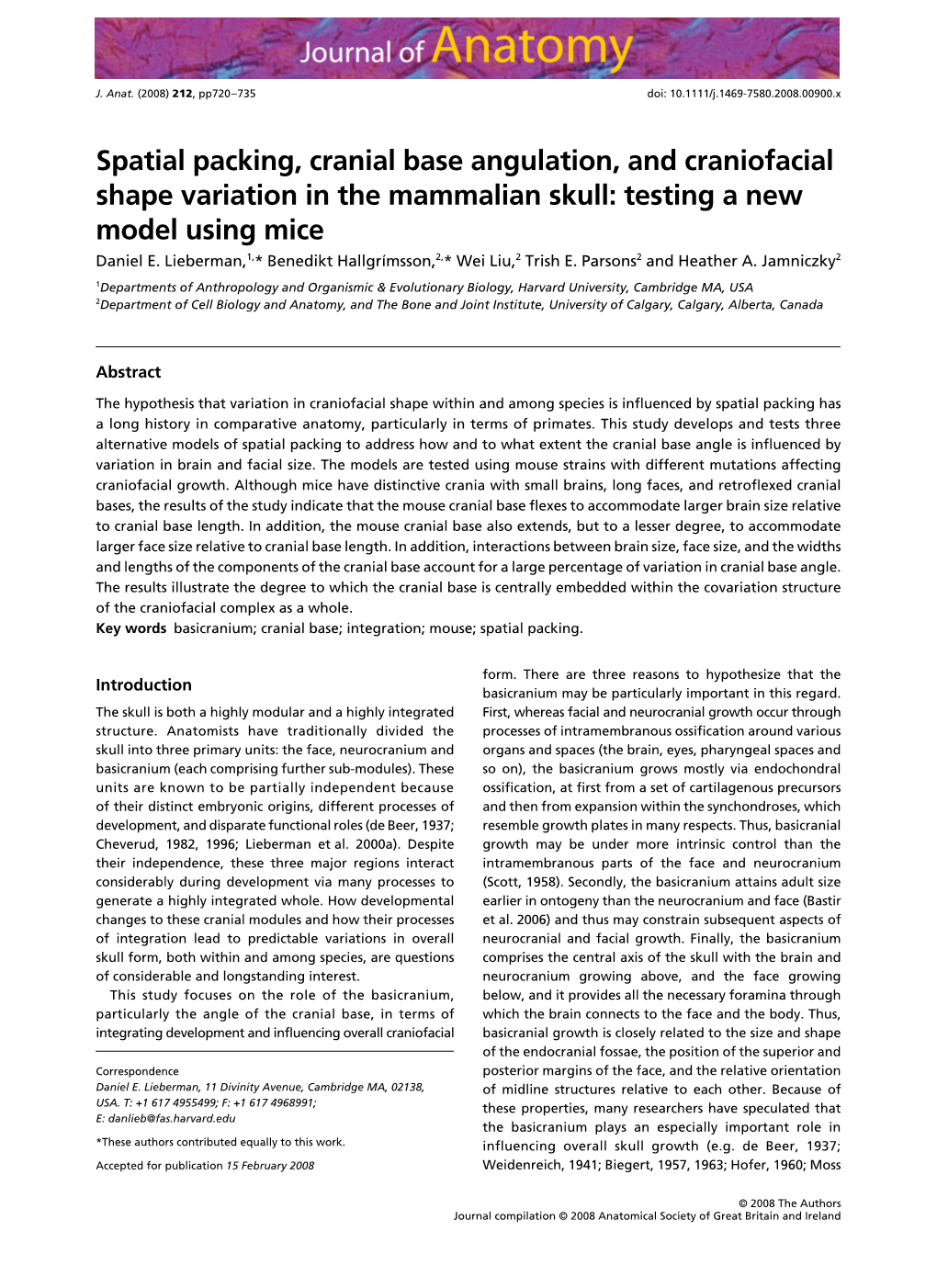 Spatial Packing, Cranial Base Angulation, and Craniofacial Shape