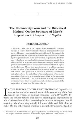 The Commodity-Form and the Dialectical Method: on the Structure of Marx’S Exposition in Chapter 1 of Capital