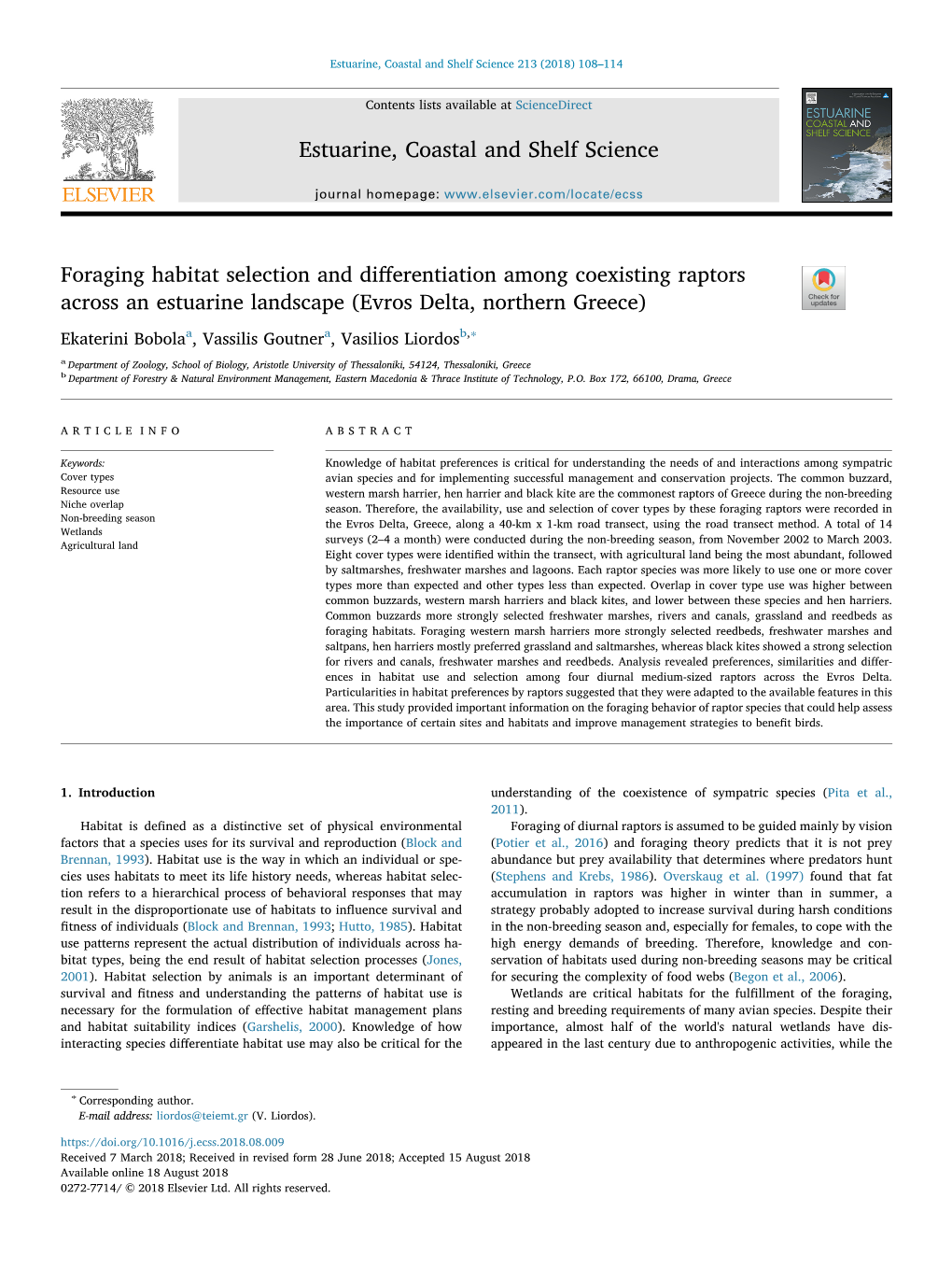 Foraging Habitat Selection and Differentiation Among Coexisting