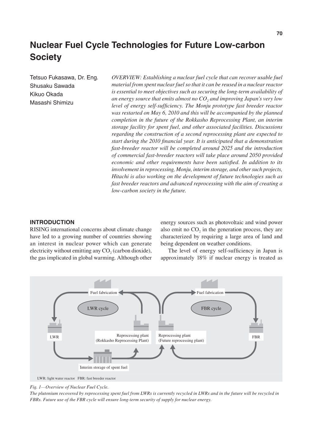 Nuclear Fuel Cycle Technologies for Future Low-Carbon Society 70 Nuclear Fuel Cycle Technologies for Future Low-Carbon Society