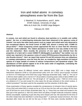 Iron and Nickel Atoms in Cometary Atmospheres Even Far from the Sun