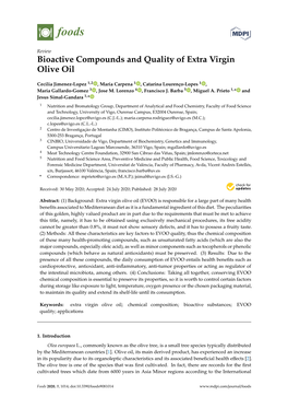 Bioactive Compounds and Quality of Extra Virgin Olive Oil