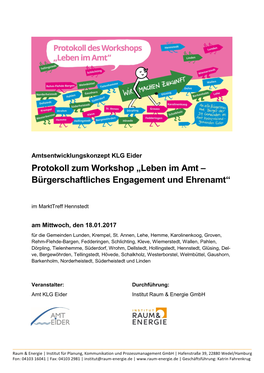 Protokoll Zum Workshop „Leben Im Amt – Bürgerschaftliches Engagement Und Ehrenamt“